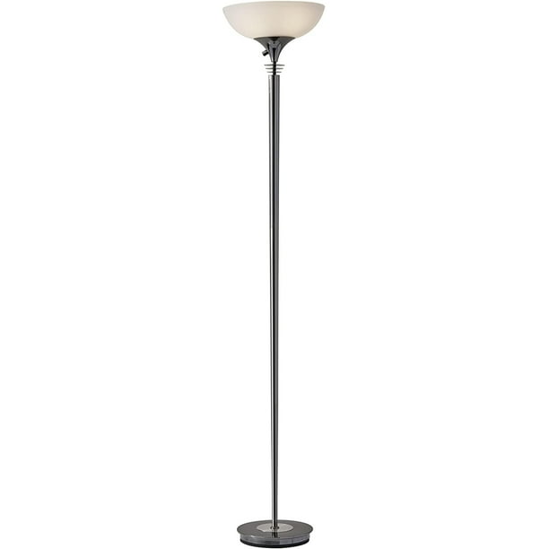 Floor Lamp Nickel Satin Steel Frosted White Shade Sleek Elegant Stainless Modern Floor Lamp Nickel Satin Steel Frosted White Shade Sleek Elegant Stainless Modern